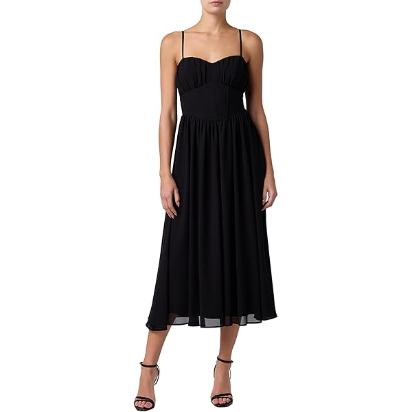 knee length dresses for ladies Strapless Boning Lace Midi main image 0