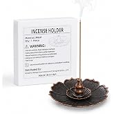 XUNLAN 3-Piece Metal Incense Holder Set, Bronze Lotus Ash Catcher | 3-Piece Metal Incense Holder Set, Bronze Lotus Design, Wide Ash Catcher Tray, Fits Stick and Coil Incense, Easy to Clean