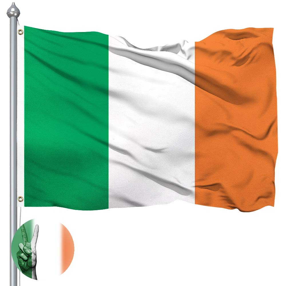 St Patricks Day Irish Flag Decoration 5ft x 3ft - 400D Polyester Premium Quality - Ireland Flags Polyester with Vivid Color and UV Fade Resistant, Saint Patrick's Day Clover Flag, 90x150cm