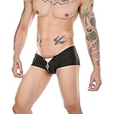Evankin Mens Sexy Boxer Briefs Funny Metallic Zipper Underwear Low Rise Lingerie Comfort Soft Underpants Shorts