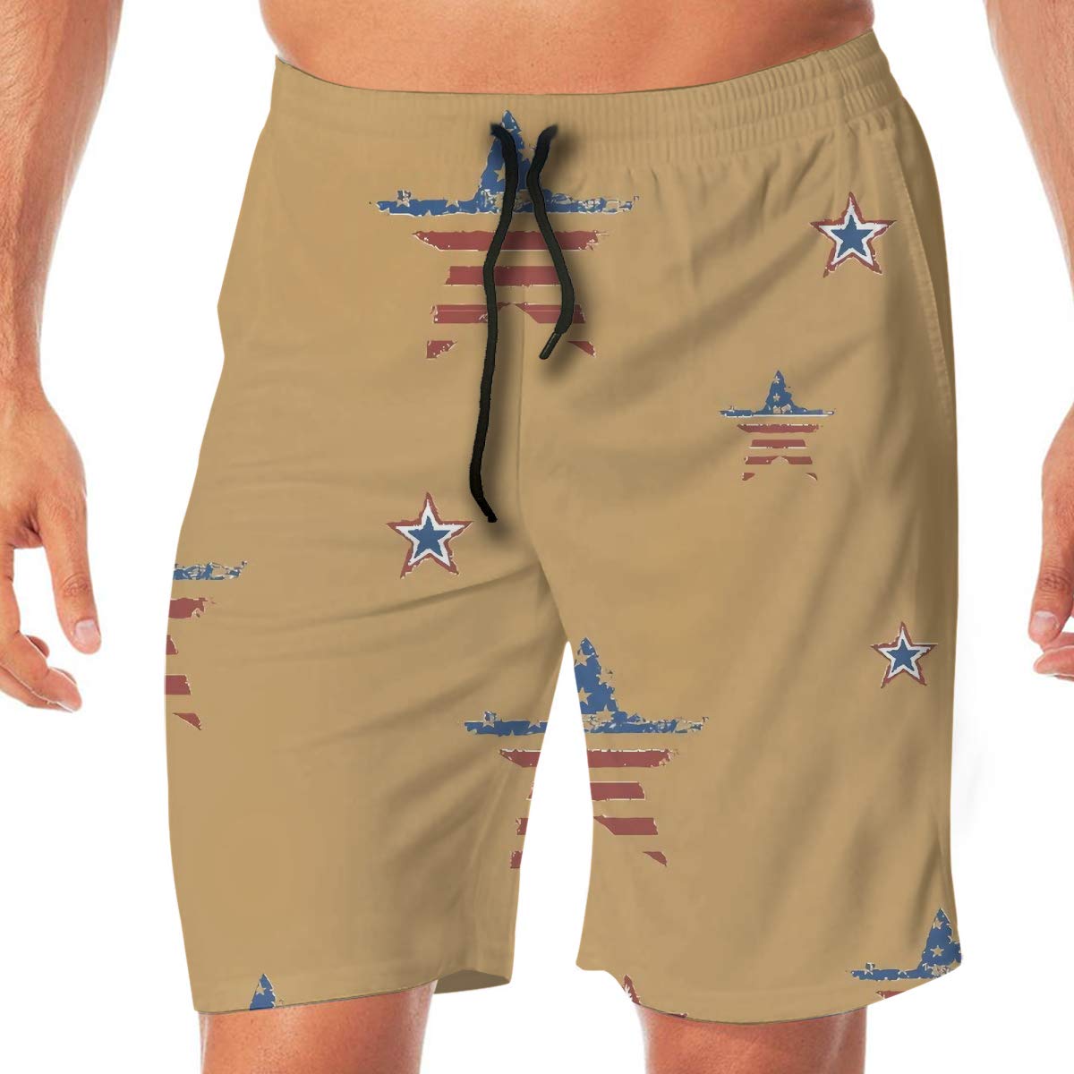 Mens Swim Trunks Quick Dry The Stars and The Stripes Beach Board Shorts Bathing Suits with Pockets