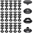 240 Pieces Metal Snap Fastener Kit, BetterJonny 15mm Brass Heavy Duty Snap Button Press Stud Cap for Marine Boat Canvas Bag Leather DIY Craft Black