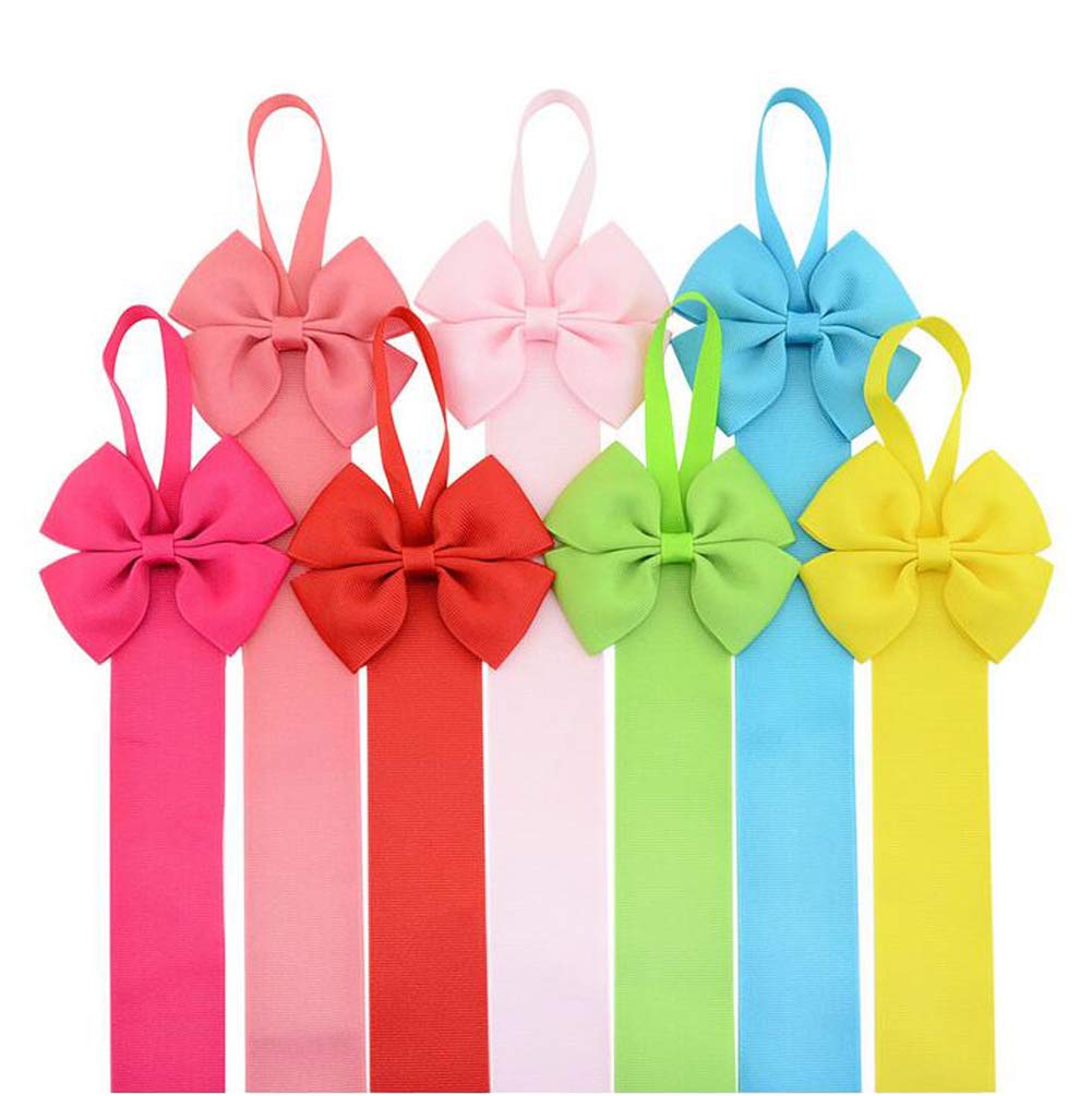 12PCS Girls Hair Bow Holder Rope Hair Clips Ribbon Hair Accessories Storage Organizer Headband Display Hanger Hanging Jewelry Organizer(6-8 Random Colors)