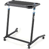 CXWXC Indoor Cycling Desk - Adjustable Height Bike Deak Laptop Stand | Non-Slip Surface - Portable Bike Trainer Fitness Desk with Lockable Wheels