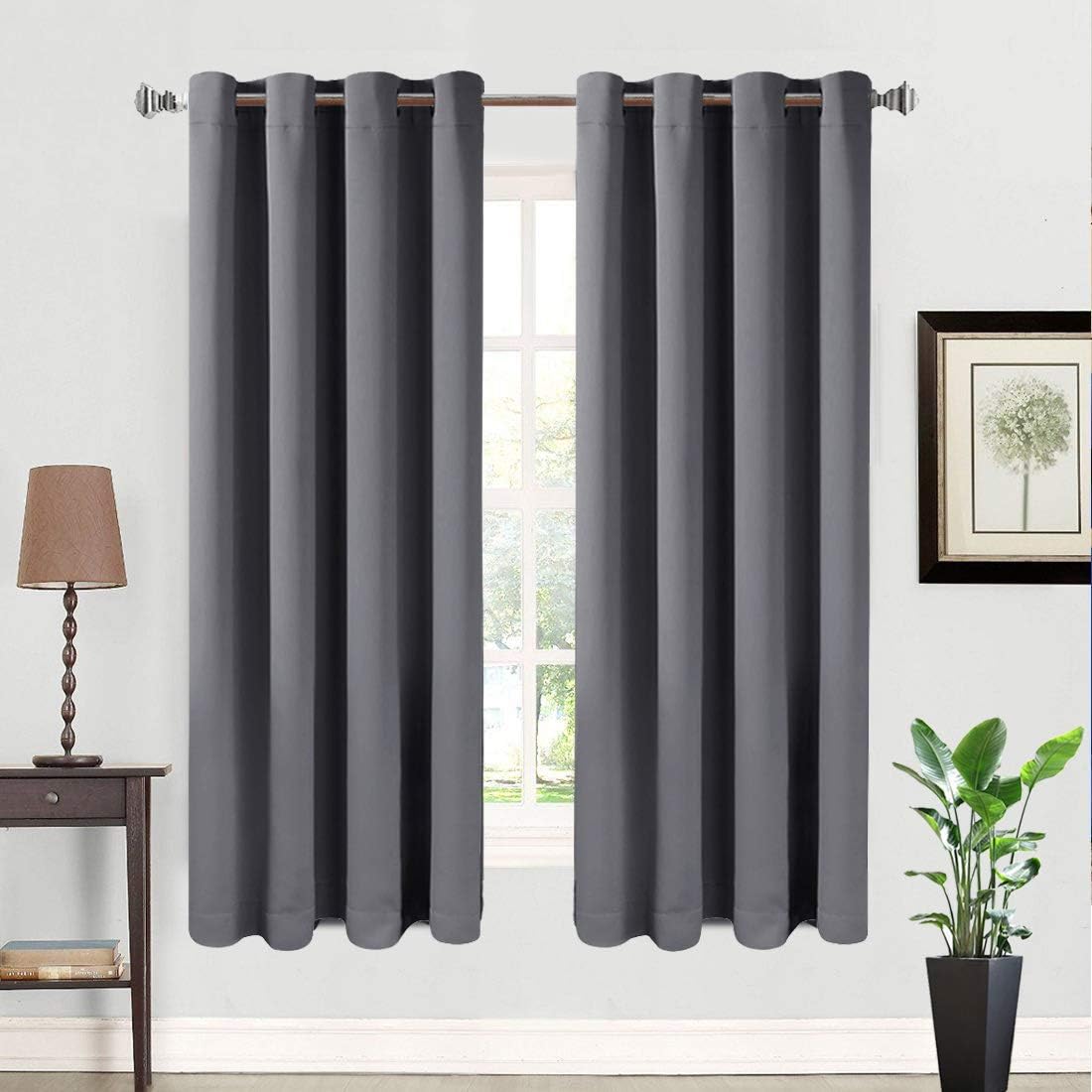BALICHUN 2 Panels 99% Blackout Curtains Thermal Insulated Grommets Darkening Drapes for Bedroom/Living Room (Dark Grey, W52 x L63)