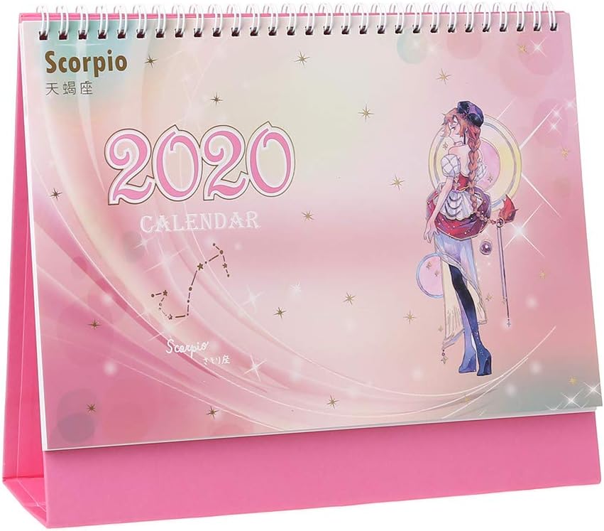 Losping 2020 Year Cherry Blossom Constellation Desktop Table Calendar DIY Daily Schedule