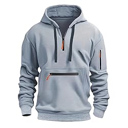 Quarter Zip Pullover Men Long Sleeve Workout Hoodie