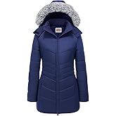 WULFUL Women's Winter Coats Long Warm Thicken Puffer Jackets Outwear With Removable Fur Hood