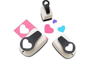 HKKYO Heart Hole Punch, Paper Punches, HeartPunches for Paper Crafts, Heart Puncher, Hole PuncherHeart, Shaped Hole Punch, 1 inchHeart Paper Punch, 5/8 inch HeartHolePuncher, 3/8 inch Hole Punches Set