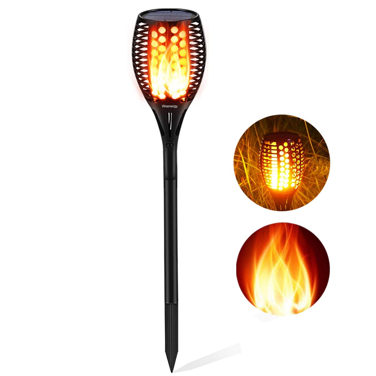 Bebrant Solar Torch Light Outdoor, Garden Flickering Dancing Flames Lights Landscape Decoration Lighting Dusk to Dawn Waterproof IP65 Security Lawn Light for Patio Deck Yard Driveway Pathway 1 Pack
