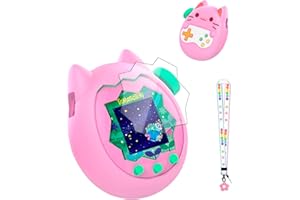 for Tamagotchi Paradise Soft Silicone Case and TPU Clear Screen Protector flim, 360-degree Full Protective with Flower Series