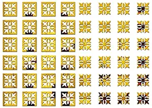 Bikri Kendra Ind - Pattern Art 48 Golden Mirror Stickers for Wall, Acrylic Mirror Wall Decor Sticker, Wall Mirror Stickers, Acrylic Stickers, Wall Stickers for Hall Room, Bed Room, Kitchen.