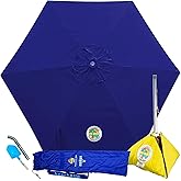 BEACHBUB ALL-IN-ONE BEACH UMBRELLA SYSTEM. Includes ULTRA Base (compliant with the ASTM F3681-24 Beach Umbrella Safety Standard). (Deep Ocean Blue)