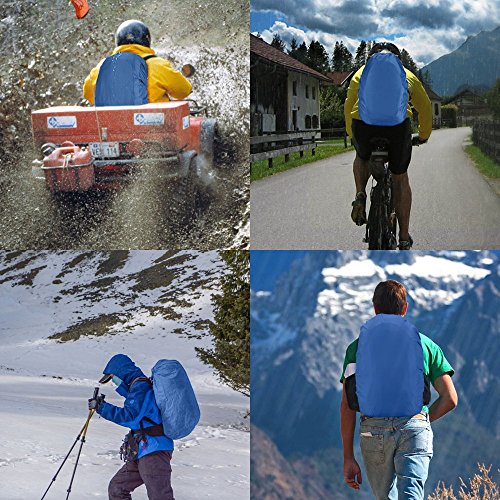 AGPTEK 2Pcs Nylon Waterproof Backpack Rain Cover with Carry Bag for Hiking/Camping/Outdoor Activities by, Blue, Size S:18-25L