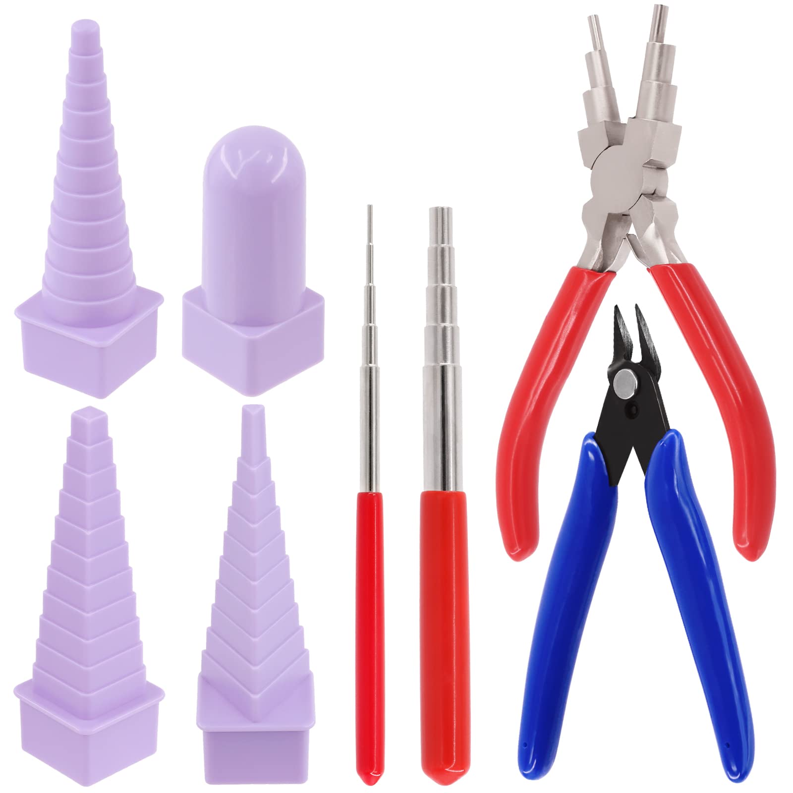 Keadic 8Pcs Wire Looping Tool Set - Includes 6 in 1 Bail Making Pliers, Round Looping Rods, Jewelry Pliers and Mandrel Wrapping with Jewelry Forming Rings for Wire Bending