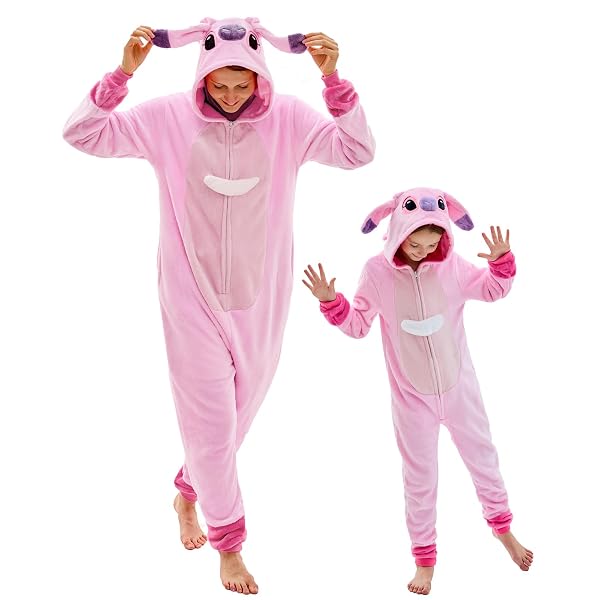 GONAAP UNISEX ADULT PINK ONESIE PAJAMAS ANIMAL ONE...