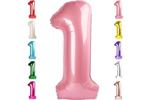MLUCHEE Number 1 Balloons Pink Party Decorations 40 Inch, One Balloons For 1st Birthday, Baby Shower Decorations For Girl, Barbie Party Decorations