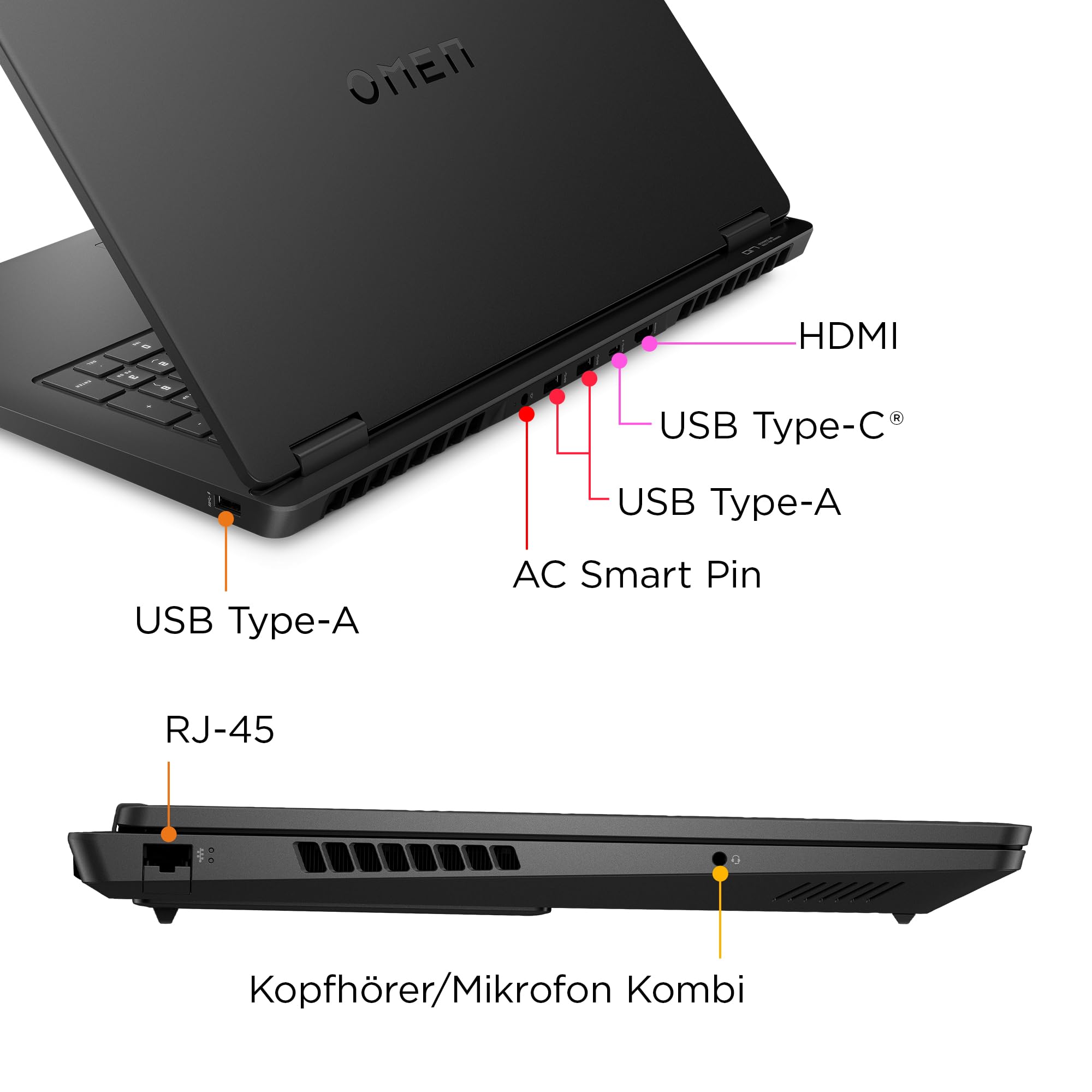 HP Omen Gaming Laptop | 17,3 Zoll FHD-Display - 144 Hz | AMD Ryzen 7 8845HS | 16 GB DDR5 RAM (2x8 GB) | 512 GB | NVIDIA GeForce RTX 4060 Laptop-GPU (8 GB) | QWERTZ | Windows 11 Home | Shadow Black 7