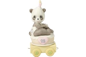 Precious Moments Birthday Train Panda, Age 12, Give A Grin And Let The Fun Begin, Birthday Gift for 12 Year Old Boys and Girls, Bisque Porcelain Figurine, 142032