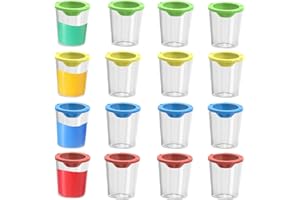 JOYHUATRADE 16 PCS No Spill Paint Cups with Lids 4 Colors, Arts and Crafts Supplies for Classrooms, Ultimate Paint Containers with Funnel-Shaped Lid