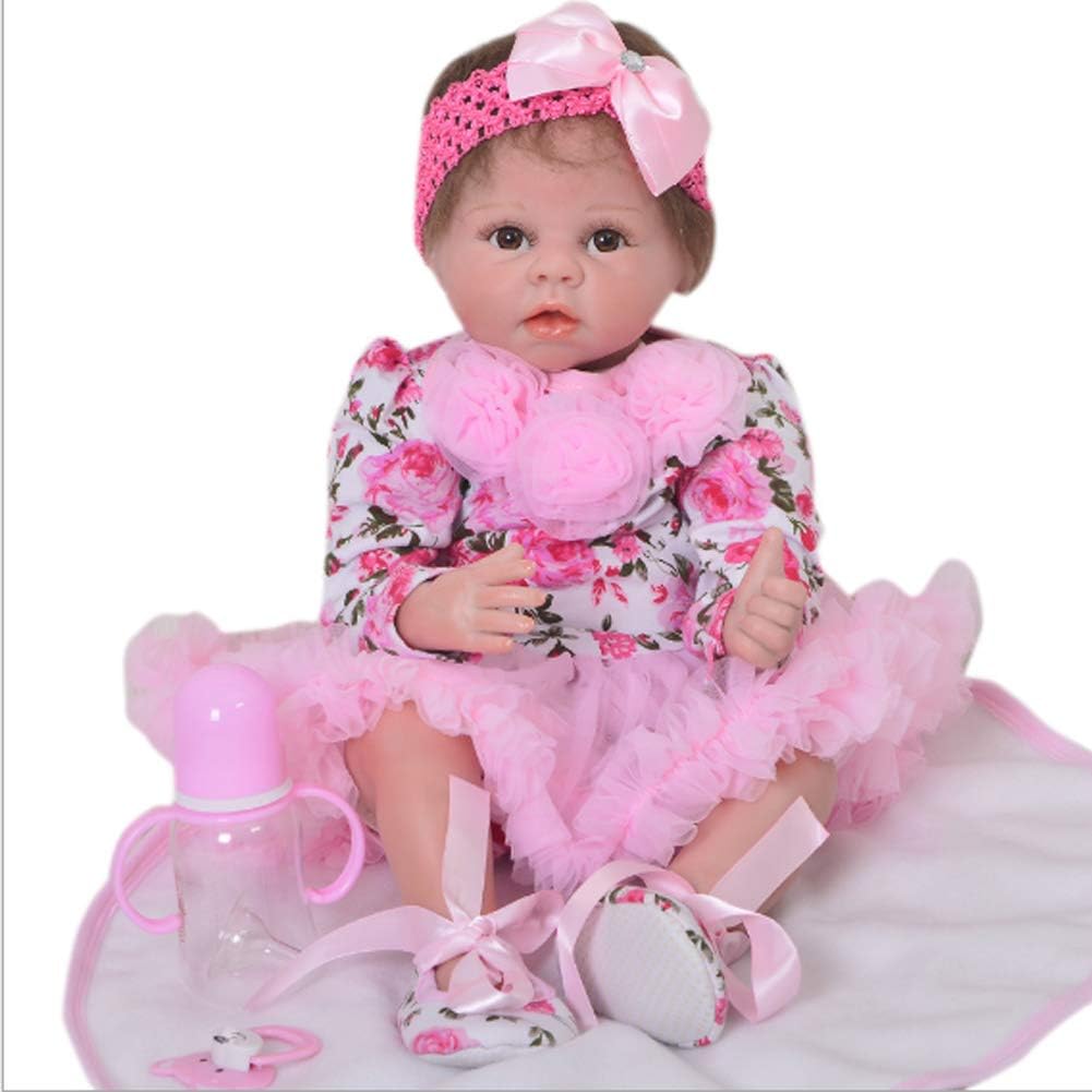 Prezzo NACHEN Rinato Bambola 55cm Simulazione Baby Cute Occhi Grandi Rosa Compleanno Regalo Bambole di Silicone Partner Neonato Offerte