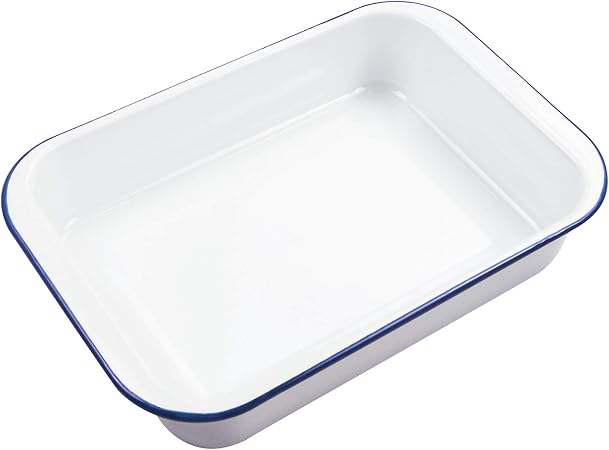 Webake Emaille Bräter 35,6 Cm Mit Deckel – Backform Für Lasagne, Kuchen & Mehr Aus Emailliertem Stahl