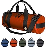 Diamond Ripstop Duffle Bags, Ultra Tough & Tear Resistant, Reinforced Stitching, Weatherproof, Packable Foldable Duffle Bag for Traveling (08" x 18", 14L, Orange)