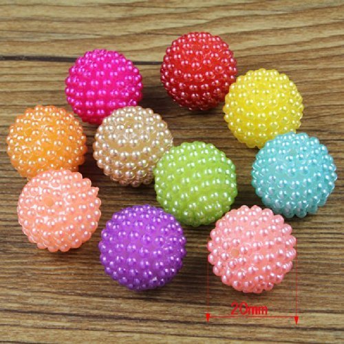 HYBEADS 30pcs 81-158 20mm Mixed Color a Lot Chunky Resin Rhinestone Diy Beads,bling Resin Ball Beads, Chunky Beads