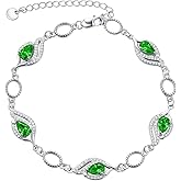 PRAYMOS Birthstone Bracelets for Women Mom Mother's Grandma Sterling Silver Women's Bracelets Birthstone Jewelry Gifts