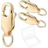 Beebeecraft 1 Box 20Pcs 18K Gold Plated Lobster Claw Clasps 12x6x3mm Jewelry Clasps Connectors with Bead Open Jump Ring for Bracelet Necklace Jewelry Making