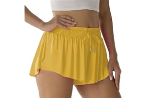 NEXSONIC Flowy Athletic Shorts for Women Running Tennis Butterfly Shorts Girls 2-in-1 Double Layer Quick-Drying Comfy Shorts