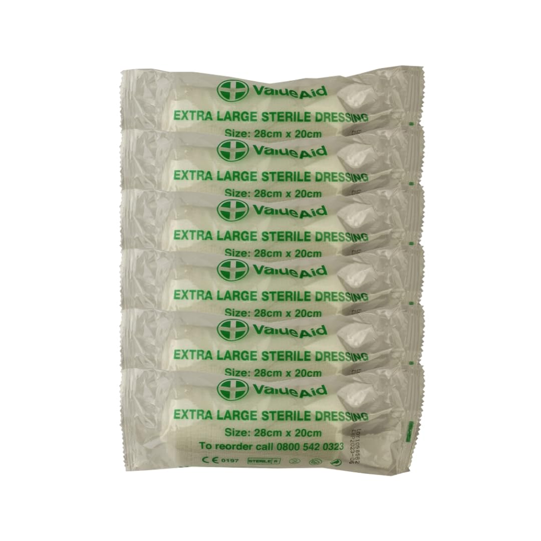 Value Aid Extra Large Sterile Dressing - 28cm x 20cm - Pack of 6