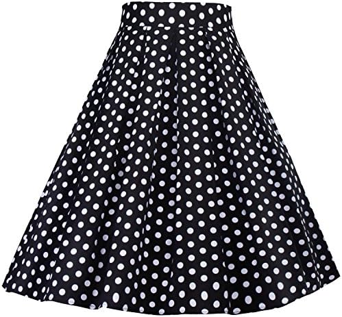 GALSANG Casual Polka Dot Womens High Waist Knee Length Flared Midi Skirts R03 (dots, Medium)