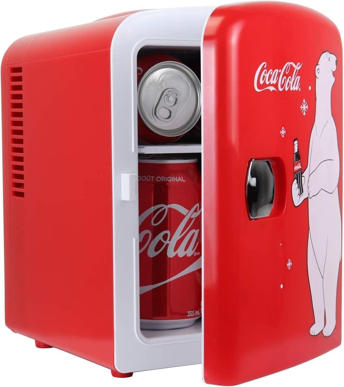 Photo 1 of Coca Cola Polar Mini Fridge - Refrigerator for Bedroom Office, Portable Table Top Beverage Cooler, 12V 110V Refrigerador For Drinks, Soda, Wine, Use In Car, Dorm, Patio, 6 Can