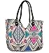 TribeAzure Large Women Shoulder Bag Tote Aztec Handbag Tassel School Everyday Beach Picnic Grocery Laptop (Geometric Blue)
