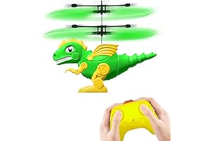 Ynanimery Remote Control Dinosaur Helicopter, Dinosaur Toys for Boys Age 6 7 8 9 Teens Gift, 2 Channel Rc Drone Flying Toy with LED Light for Kids Indoor Play, Easy to Forward, Turn Left/Right