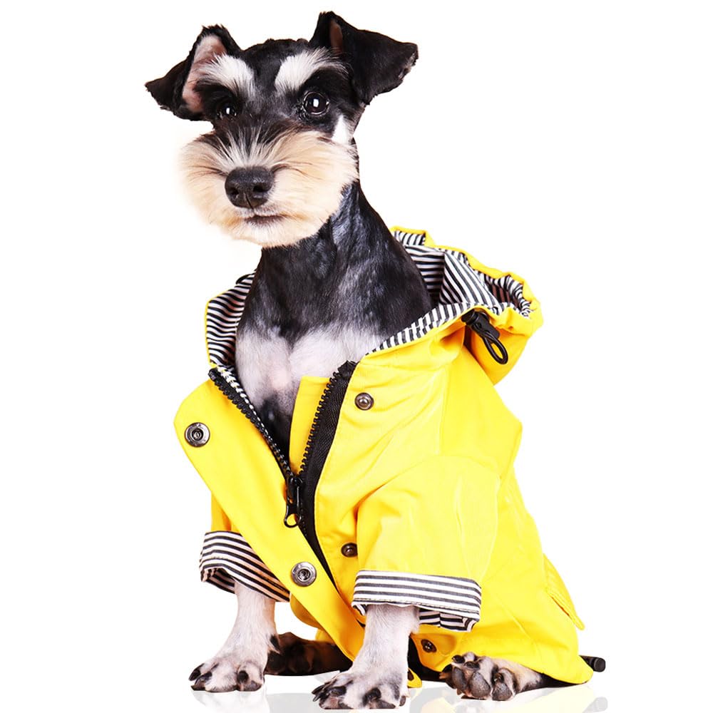 Voarge Dog Zip Up Dog Raincoat with Buttons, Waterproof Dog Raincoat with Hood and Adjustable Drawstring, Dog Jacket for Small and Medium Dogs (4XL)