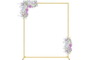 FOMCET 6.6FT x 5.2FT Wedding Arch Backdrop Gold Square Backdrop Stand Metal Balloon Arch Stand Rectangular Frame for Birthday Party Baby Shower Anniversary Decoration