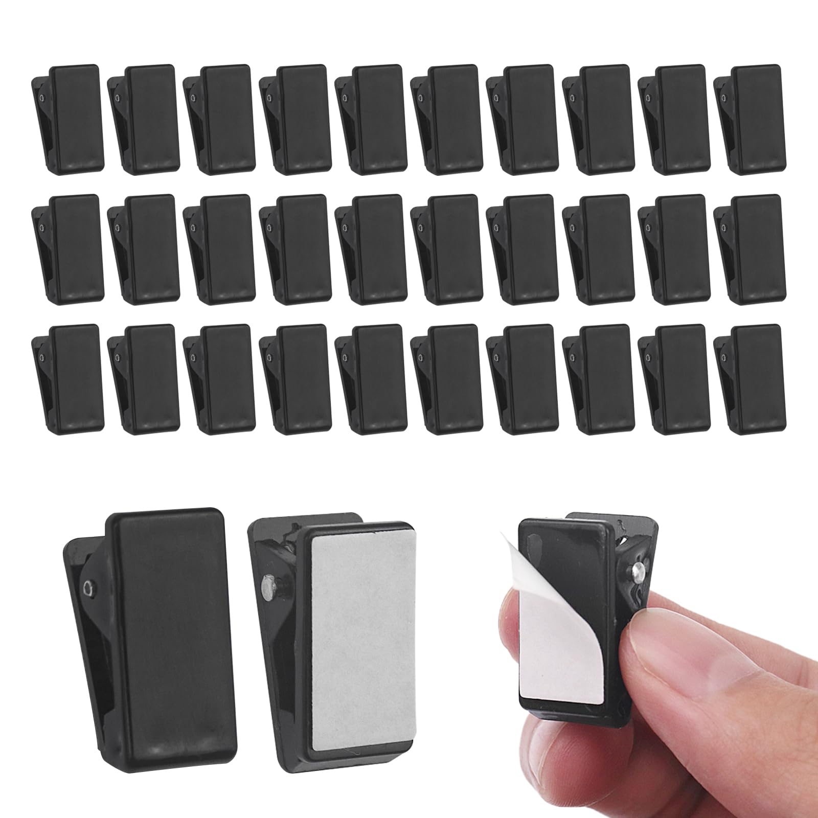 Wall Clips for Paper, Poster Hanging Clip, Poster Clips Hanging Sturdy and Durable, Black Plastic Sticky Clips for Poster, Photo, Tapestry, Home Office, School (Pack of 50)