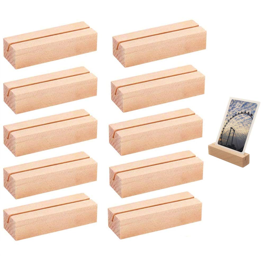 Table Number Wooden Holder, 10 Pcs Wooden Photo Holder Stand, Rustic Table Place Card Holder, Wooden Card Holder, Table Number Holder, Card Holder for Weddings, Parties, Restaurants, Offices