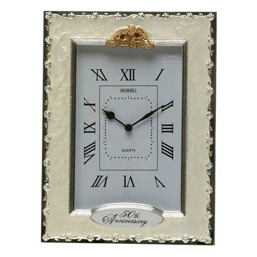 Shudehill Giftware Clocks - 50th Anniversary Golden Wedding Celebration Quartz Table Clock