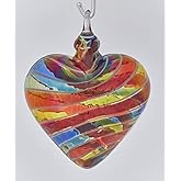 Glass Eye Studio Artisan Rainbow & Cane Designer Heart Ornament