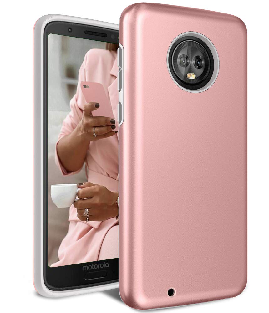 Moto G6 Case, Androgate [Pearl Series] Hybrid Matte Protective Back Cover Bumper Case Motorola Moto G 6th Generation (2018), Pink Gold