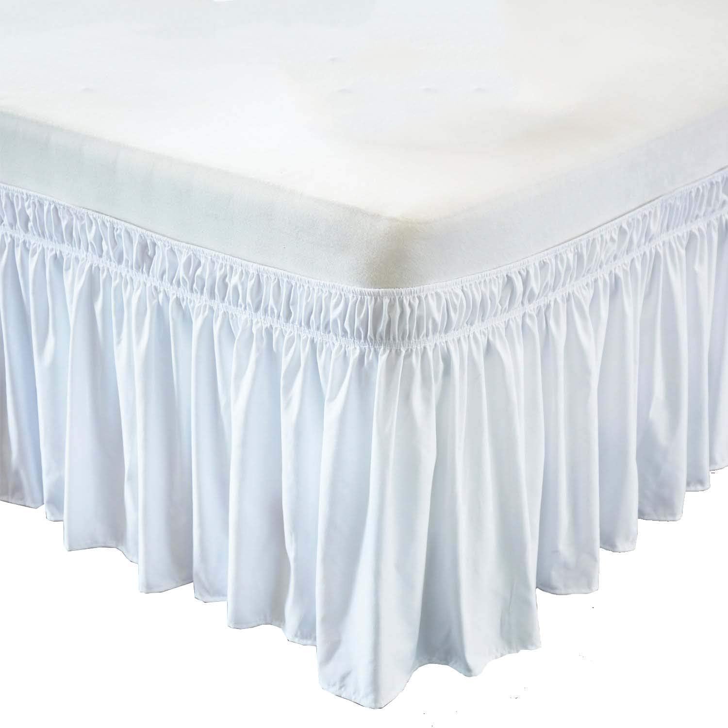 White, TwinXL Size 18 inch Drop Wrap Around Elastic Bed