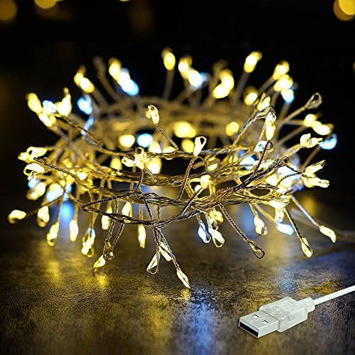 LISOPO String Lights, 8.25Ft /100 LEDs USB Powered Waterproof Copper Wire Fairy Lights Led Starry Lights for Party, Christmas, Patio, Garden, Xmas (Warm White)