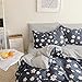 HighBuy Floral Bedding Duvet Cover King Dark Blue Floral Shabby Chic Boho Cotton Floral Comforter Cover King with 2 Pillow Shams Striped Aesthetic Bedding Set King with Zipper Closure