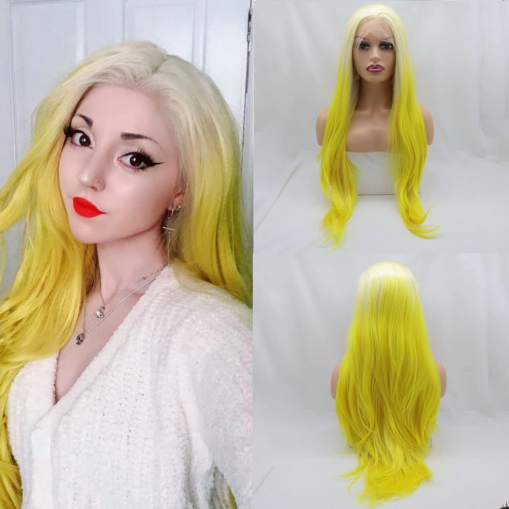 AFBeauty 613 Blonde Lace Front Wig for Women Long Straight Blonde Ombre Yellow Free Part Wig Synthetic Pre Plucked Wigs Heat Resistant Fiber Makeup Party Cospaly Wig — image 1