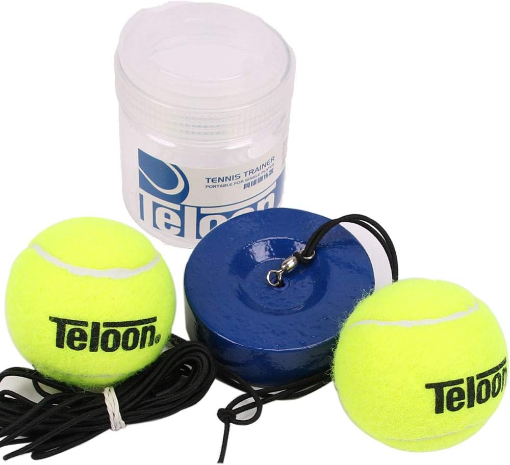 Teloon springen Tennis Trainer Rebound Ball Iron Base Tennis Training Tool，2.35LB Weight Heavy with 2PCS Replaceable String Self-Study Rebound Ball Baseboard Sparring Device : Sports & Outdoors