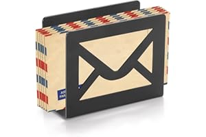 appacare Desktop Metal Mail Holder,Modern Black Letter Organizer for Desk with Cutout Envelope Design,Home and Office Envelope and Document Storage Rack (Black)