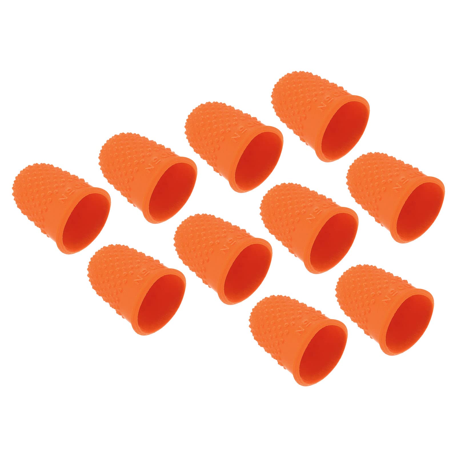 PATIKIL 0.67x0.98 Inch Rubber Finger Tips, 20 Pack Silicone Thumb Fingertip Protector Covers Guard Pads Thimble Grips for Office Counting Sewing, Orange XS Size
